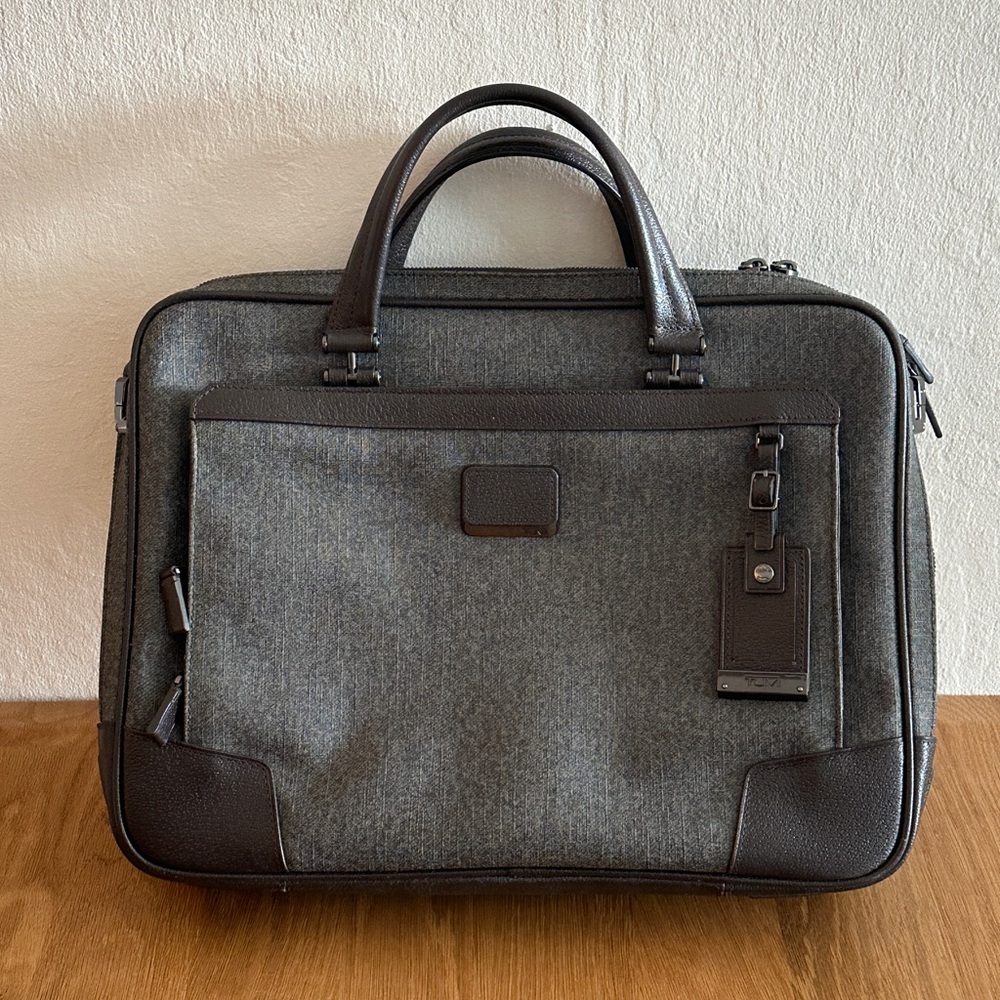 Tumi Men's Gray Leather Trim Briefcase